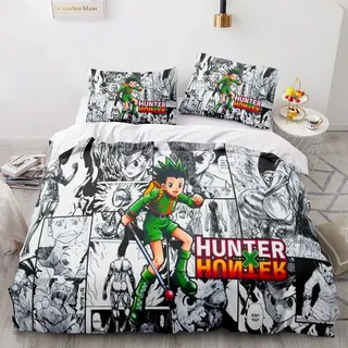 3tlg. Anime Hunter X Hunter Bettbezug Set Gon Freecss Kinder Bettwäsche Kissenbezug - Gon Freecss T03 - 200 x 200cm
