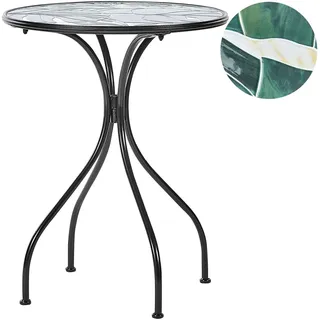 BELIANI Gartentisch Schwarz u. Grün aus Metall Mosaik Muster ø 60 cm Rund Kaffeetisch Couchtisch Outdoor Terrassenmöbel Gartenmöbel Balkonmöbel - Schwarz, Grün