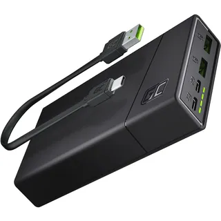 Green Cell Powerbank 20000mAh 18W PD USB C Externer Handyakku Tragbares Ladegerät Power Delivery Schnellladefunktion QC 3,0 Grün