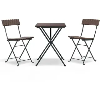 vidaXL 3-tlg. Bistro-Set Klappbar Braun Poly Rattan - Braun