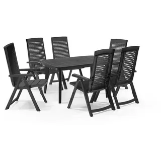 SHAF Milano 7-tlg. Outdoor-Essgruppen-Set Klappstuhl anthrazit