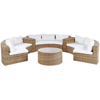 Beliani Garten-Lounge-Set 6-tlg. goldbraun/weiß