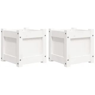 vidaXL Pflanzkübel 2 Stk. Weiß Massivholz Kiefer