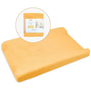 TI TIN | Wickeltischauflagenbezug aus Frottee-Stoff, 80x50 cm | weicher und saugfähiger Wickelunterlagenbezug, Bezug aus adaptivem elastischem Gewebe, 100% Mikrofaser, Farbe: orange
