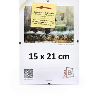 3-B Bilderrahmen - rahmenloser Bildhalter mit Acrylglas - Cliprahmen 15x21 cm (A5) - 10-Pack