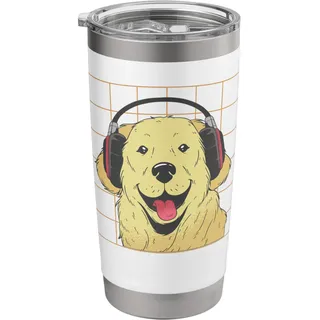 Hundegesicht Tierliebhaber Golden Retriever Labrador Halloween Doppelwandiger Edelstahl-Thermobecher