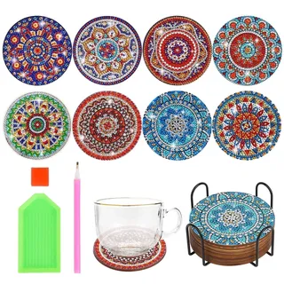 EEEKit Diamond Painting Untersetzer Mit Halter, 8 STK. Diamond Art Mandala Cup Pad Für Bastelgeschenke