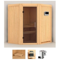 Bild von Sauna »Tomke«, (Set), 3,6-kW-Bio-Plug & Play Ofen mit externer Steuerung beige