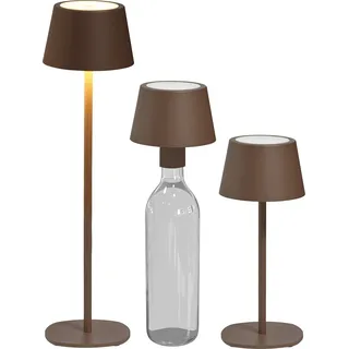 LED Tischlampe Flaschenleuchte 3in1 max. 45cm hoch warmweißes Licht (3000K) taupe - Taupe