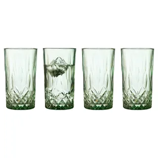 Lyngby Glas Sorrento Highball Glas, Longdrinkglas, 38 cl, 4 Stck., Grün