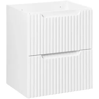Badezimmerschrank für Waschbecken, weiß matt, 50 cm, 2 Schubladen, gefräst - Weiß