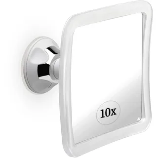 Schminkspiegel mit 10fach Vergrößerung - Kosmetikspiegel mit Saugnapf und 360 Grad Drehung für Make-up und Reisen, Magnifying Makeup Mirror - 16cm x16cm (Quadrat)