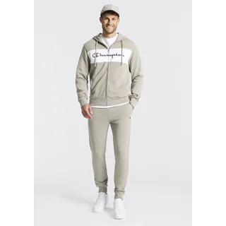 Sweatanzug CHAMPION "Hooded Full Zip Suit", Herren, Gr. XXL, mdg, mdg, wht, Obermaterial: 55% Baumwolle, 45% Polyester, Sportanzüge Sweatanzug, mit Kapuze, mit durchgehendem Reißverschluss, für Sport und Freizeit, Topseller