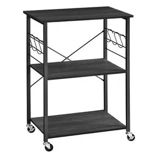 VASAGLE Beistellwagen Küchenregal auf Rollen 40 x 60 x 89 cm Schwarz