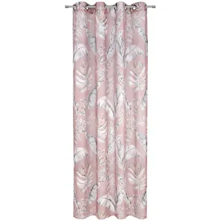 Esposa Ösenvorhang , Rosa , Textil , Blätter , 140x245 cm , ISO 9001, Global Recycled Standard (Grs) , Leinenoptik , Heimtextilien, Vorhänge, Fertigvorhänge, Ösenvorhänge