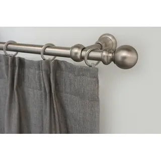 GARESA »ANDREA« silber (mattnickelfarben), L:260cm Ø:20mm, Metall, Gardinenstangen, Gardinenstange, Vorhanggarnitur, verlängerbar, Endknopf Kugel lang, mit Ringen,