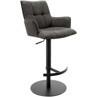 Novel Barhocker , Schwarz, Dunkelgrau , Metall, Textil , Säule, Bodenplatte , 56x100x56 cm , Stoffauswahl, Typenauswahl, Sitzfläche 360° drehbar , Esszimmer, Stühle, Hocker