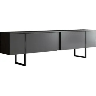 Fernsehschrank Centaurus, Ständer für Wohnzimmerfernseher, Niedriges Wohnzimmer-Sideboard, TV-Ständerbasis, 180x30h50 cm, Anthrazit und Schwarz - Schwarz