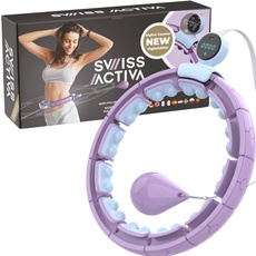 Swiss Activa+ Smart Hula Hoop S6+ Lila/Blau - Que nie fällt - Fitness Hula Hoop mit Gewicht - Smart Hoola Hoop mit Zähler