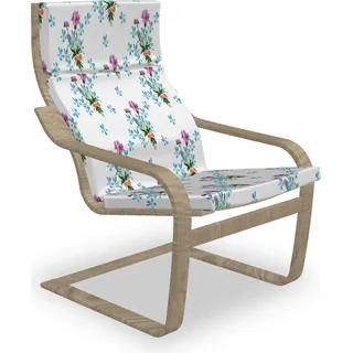 ABAKUHAUS Blumen Poäng Sessel Polster, Bunte Frühlings-Zeit Botanik, Sitzkissen mit Stuhlkissen mit Hakenschlaufe und Reißverschluss, Mehrfarbig