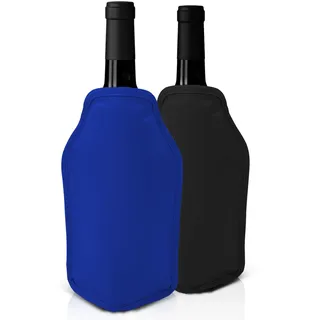 Joeji's Kitchen 2er-Set Weinkühler und Sektkühler Hülle Manschetten - Schwarz & Blau - Perfekt zum Kühlen von Wein- und Sekt- Champagnerflaschen und andere - Ideal für Dinnerparties, Events, etc.