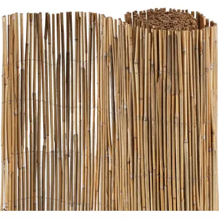 Izrielar Schilfrohrmatte 180×600 cm Große Schilf Sichtschutzmatte für Garten, Terrasse & Balkon - Hellbraun