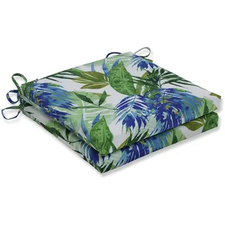 Pillow Perfect Sitzkissen für drinnen und draußen, quadratisch, Blau/Grün, 2 Stück, grün, 20 in. L X 20 in. W X 3 in. D