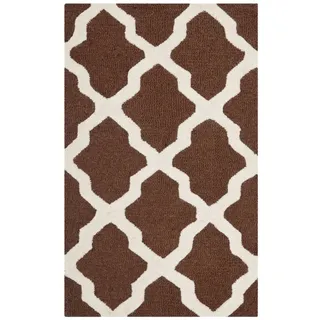 SAFAVIEH Geometrisch Teppich für Wohnzimmer, Esszimmer, Schlafzimmer - Cambridge Collection, Kurzer Flor, Dunkelbraun und Elfenbein, 76 X 183 cm