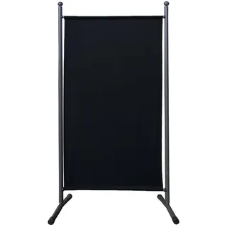 Quick Star Paravent 180 x 78 cm Stoff Raumteiler Klein Stellwand Trennwand Balkon Sichtschutz Schwarz