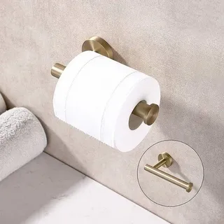Unyqoos® Edelstahl 304 Wand-Toilettenpapierhalter, gebürstetes Gold – wandmontiert für Bad & Küche, für Rollen bis 12,7 cm, vertikal/horizontal, inkl. Montagematerial - Gold