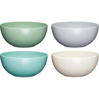 Colourworks Müsli Schüssel Set in Pastell Farbtönen, 4 Unzerbrechliche Schüsseln, Melamin Ramen Schüssel, Schalen Set, Blau Farbtöne, Ø 15 cm