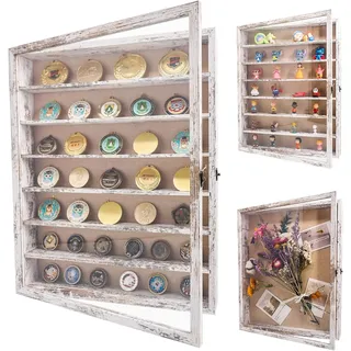 GraduationMall 3D Bilderrahmen mit Abnehmbaren Regalen 40x50cm Tief Objektrahmen zum Befüllen für Militärmedaillen Blumen Andenken Sammlerstücke Weiß