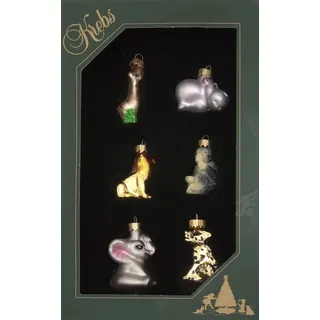 Krebs Glas Lauscha Weihnachtsornamente Miniaturen Wildtiere 6-tlg. 3cm