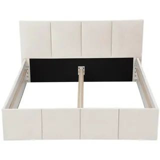 Halmon Schlafkomfort Betten Polsterbett Dalas Beige 200 x 200 x 40 cm Stauraum Ohne Matratze und Lattenrost , Holz , 200x200 cm , Schlafzimmer, Betten, Polsterbetten