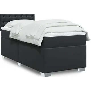 Langlebige Boxspringbett mit Matratze Schwarz 80x200 cm Kunstleder Gästebett mit Lattenrost Möbel9851335 - Schwarz