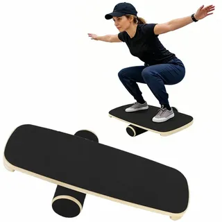 LOMUG Balance Board aus Holz, Stabiler Gleichgewichtstrainer für Core Training, Fitness, Balance, Rutschfest & Langlebig, Balancebrett Indoor Skateboard Indoorboard Surfboard, für Zuhause Büro Fitness