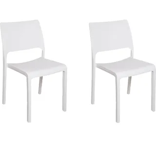 Dmora - 2er-Set Gartenstühle Ancona, Gartensitz, Für drinnen und draußen, Stapelbar, Made in Italy, 47x53 h82 cm, Weiß