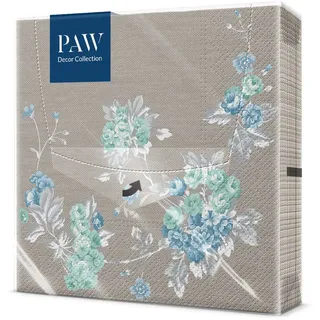 Paw Decor Collection PAW - Servietten 3-lagig (33 x 33 cm) I 20 Stück I Perfekt für Geburtstage, Partys, Hochzeiten, Kommunion und Feiern I Papierservietten Bunt - Elegante Blumen I Farbe: Peaceful Garden