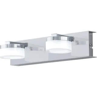 EGLO LED Wandlampe Romendo 1, 2 flammige Wandleuchte Bad dimmbar, Badezimmer Lampe aus Metall in Chrom und satiniertem Kunststoff, LED Feuchtraumleuchte warmweiß, IP44