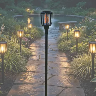 BOLD LED Solarfackel für Außen - Gartenfackel mit Flammeneffekt, 149 cm