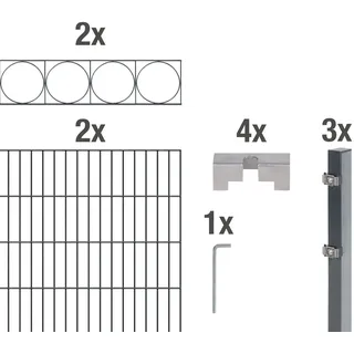 GAH Alberts Doppelstabmattenzaun 400 x 140 cm Anthrazit