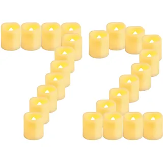 CANDLE IDEA 72 Stück batteriebetriebene flackernde LED-Teelichter, flammenlose elektrische künstliche Votivkerzen für Hochzeit, Festival, Party, Halloween und Weihnachtsdekoration (warmweiß)