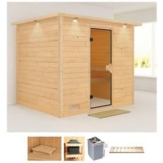 Bild von Sauna »Soraja«, (Set), 9-kW-Ofen mit integrierter Steuerung, beige