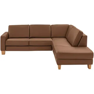 Valdera Ecksofa , Braun , Leder , Echtleder , Semi-Anilinleder , Buche , furniert , Ottomane rechts, L-Form , 257x235 cm , Goldenes M , Typenauswahl, Fußauswahl, Lederauswahl, Stoffauswahl, Armteilvarianten, Sitzqualitäten, seitenverkehrt erhältlich, Hocker erhältlich , Wohnzimmer, Sofas & Couches, Wohnlandschaften, Ecksofas