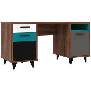 Carryhome Schreibtisch , Grau, Grün, Schwarz, Weiß, Eichefarben , Kunststoff , 1 Schubladen , rechteckig , konisch , 60x74x150 cm , Stauraum , Büromöbel, Schreibtische, Schreibtische