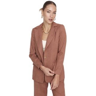 TRENDYOL Damen Trendyol Damen Regular Zweireihig Plain Webstoff Blazer Coat, Camelfarben, 34 EU