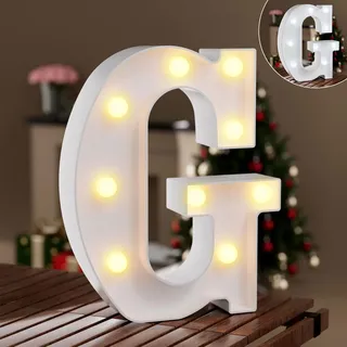 LED Buchstaben Lichter Alphabet,Led Leuchtbuchstabe mit Warmes & Kaltes Weiß,LED Brief Beleuchtung Buchstaben Nacht Lichter Dekoration für Geburtstagsfeier, Hochzeit, Kinderzimmer, Buchstaben G
