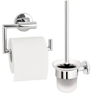 bremermann Badezimmer-Zubehör-Set Lucente 2tlg., Edelstahl, matt , Chromfarben , Metall , 15.5x11x6 cm , Badezimmer, WC Ausstattung, Toilettenpapierhalter