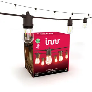 innr Smart LED Lichterketten außen Erweiterung 4m, Warmweiß, 8 Smart Glühbirnen Balkon, IP65 wasserdicht, dimmbar (OLS 210 Basisset benötigt)