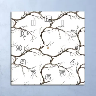 Deko Glasuhr Wanduhr 30x30 Natur Retro Vintage Quarz Küchenuhr Bürouhr - Braun